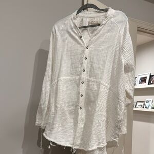 Women's White Button-Up Swim Coverup